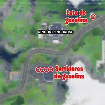 Ubicaciones de los surtidores y la lata de gasolina