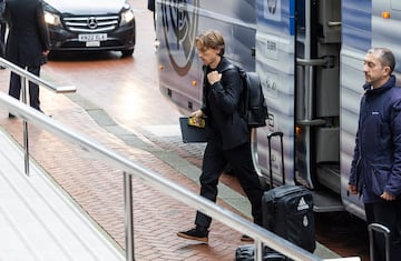 Luka Modric llegando al hotel. 