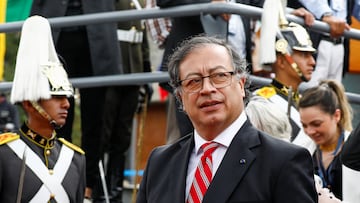 Colombian President Gustavo Petro looks on after Ecuador's President Daniel Noboa's swearing-in ceremony at the National Assembly, in Quito, Ecuador November 23, 2023. REUTERS/Karen Toro