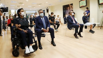 Teresa Perales, Miguel Carballeda, Jos&eacute; Manuel Franco y Ricardo Ten, durante el acto de presentaci&oacute;n del equipo parla&iacute;mpico espa&ntilde;ol para los Juegos de Tokio 2020.