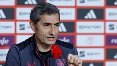 El entrenador del Athletic, Ernesto Valverde, durante la rueda de prensa.