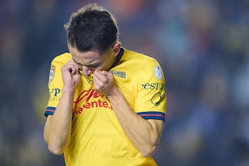    Alvaro Fidalgo celebrate this goal 2-1 of America during the 14th round match between America and Monterrey as part of the Liga BBVA MX, Torneo Apertura 2024 at Ciudad de los Deportes Stadium on October 27, 2024 in Mexico City, Mexico.