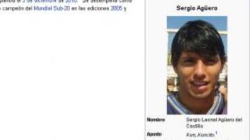 Wikipedia situó al Kun Agüero en el Real Madrid