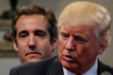 Donald Trump's personal attorney Michael Cohen stands behind Trump as he runs for president. Cleveland Heights, Ohio, U.S. September 21, 2016.