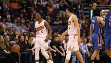 PHOENIX, AZ - MARCH 03: Eric Bledsoe #2 of the Phoenix Suns reacts after scoring against the Oklahoma City Thunder during the second half of the NBA game at Talking Stick Resort Arena on March 3, 2017 in Phoenix, Arizona. The Suns defeated the Thunder 118-111. NOTE TO USER: User expressly acknowledges and agrees that, by downloading and or using this photograph, User is consenting to the terms and conditions of the Getty Images License Agreement. Christian Petersen/Getty Images/AFP
== FOR NEWSPAPERS, INTERNET, TELCOS & TELEVISION USE ONLY ==