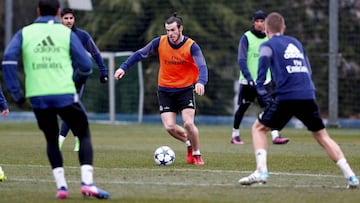 Bale, en el entrenamiento de hoy.