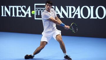 El tenista español Carlos Alcaraz, durante las NextGen ATP Finals 2021.