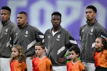 Kylian Mbappe, Vinicius Junior and Jude Bellingham of Real Madrid