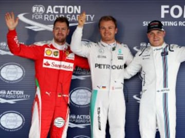Nico Rosberg, Sebastian Vettel y Valtteri Bottas como los tres primeros del GP de Rusia.