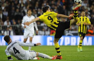 Robert Lewandowski le anotó cuatro goles al Madrid en Dortmund.