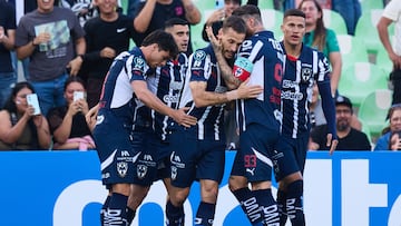 Sergio Canales celebrates his goal 1-0 with Sergio Ramos, Nelson Deossa of Monterrey during the round of 16 second leg match between Monterrey and Vancouver Whitecaps as part of the CONCACAF Champions Cup 2025, at TSM Corona Stadium on March 12, 2025 in Torreon, Coahuila, Mexico.