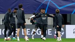 Vinicius, en un momento del entrenamiento del Real Madrid en el Red Bull Arena.