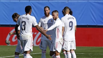 Eden Hazard reapareció como titular con el Real Madrid y se reencontró con el gol. Benzema anotó doblete para concretar la goleada al Huesca.
