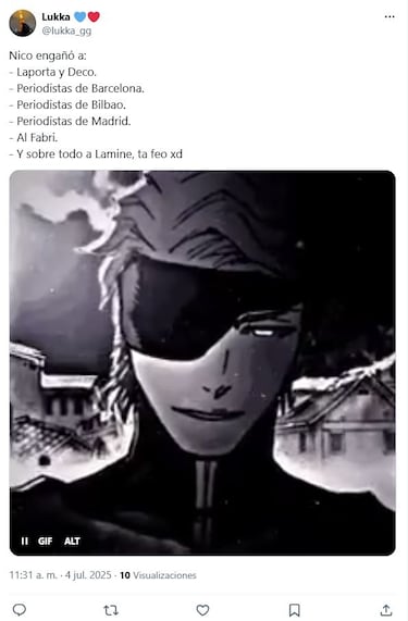 Los memes se ceban con el Barcelona tras la renovación de Nico Williams con el Athletic