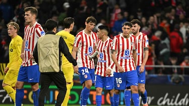 Los jugadores del Atlético, desolados, a la conclusión del partido ante el Bodo.
