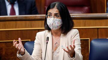 MADRID, 23/09/2020.- La ministra de Pol&iacute;tica Territorial y Funci&oacute;n P&uacute;blica, Carolina Darias, interviene durante la sesi&oacute;n de control al Gobierno, este mi&eacute;rcoles en el Congreso. EFE/ Emilio Naranjo