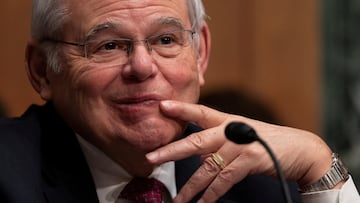 FILE PHOTO: Senator Bob Menendez (D-NJ) looks on during a Senate Banking, Housing, and Urban Affairs Committee hearing on Capitol Hill in Washington, U.S., March 7, 2024. REUTERS/Tom Brenner/File Photo