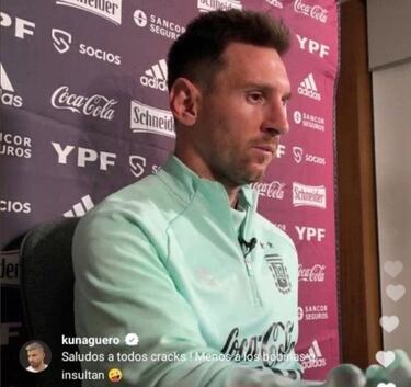 El 'Kun streamer' reapareció en la rueda de prensa de Messi