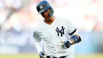 LONDON, ENGLAND - JUNE 30: Gleyber Torres #25 of the New York Yankees runs during the MLB London Series game between Boston Red Sox and New York Yankees at London Stadium on June 30, 2019 in London, England.   Dan Istitene/Getty Images/AFP
 == FOR NEWSPAPERS, INTERNET, TELCOS &amp; TELEVISION USE ONLY ==