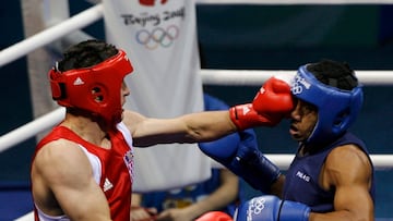 Imagen de un combate de boxeo durante los Juegos Olímpicos de Pekín 2008.