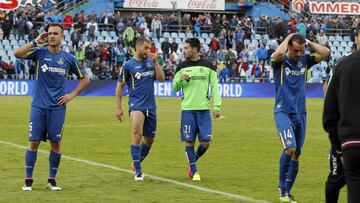 El Getafe, tras el empate ante el Sporting.