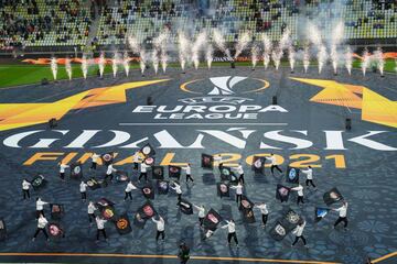 Ceremonia de apertura en la final de la Europa League en el Gdansk Stadium.