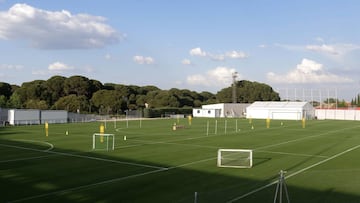 Los campos del Cerro del Espino, preparados para el regreso del Atlético a los entrenamientos tras el parón a causa de la COVID-19.
