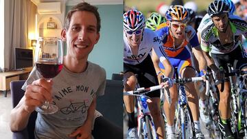Bauke Mollema celebra su tercera posición en la general de la Vuelta a España 2011 tras la descalificación de Juanjo Cobo.