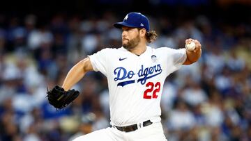 LOS ANGELES, CALIFORNIA - JUNE 02: Clayton Kershaw #22 of the Los Angeles Dodgers throws against the New York Yankees in the third inning at Dodger Stadium on June 02, 2023 in Los Angeles, California.   Ronald Martinez/Getty Images/AFP (Photo by RONALD MARTINEZ / GETTY IMAGES NORTH AMERICA / Getty Images via AFP)