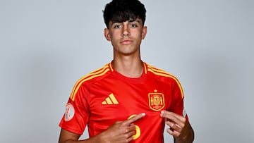 AYIA NAPA, CYPRUS - MAY 19: Marc Bernal poses for a portrait during a Spain squad portrait session at the UEFA European Under-17 Championship 2023/2024 in the Amethyst Hotel on May 19, 2024 in Ayia Napa, Cyprus. (Photo by Piaras Ó Mídheach - Sportsfile/UEFA via Getty Images)