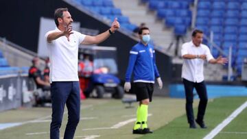 Luis Garc&iacute;a Plaza y Vicente Moreno, entrenadores de Mallorca y Espanyol.