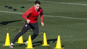 Vitolo, en un entrenamiento del Atlético esta semana.