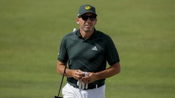 DORAL, FL - OCTOBER 29: Team Captain Sergio Garcia of Fireballs GC walks the fairway towards the 16th green during the semifinals of the LIV Golf Invitational - Miami at Trump National Doral Miami on October 29, 2022 in Doral, Florida.   Eric Espada/Getty Images/AFP