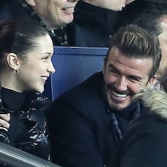 David Beckham y Bella Hadid, juntos en el PSG-Real Madrid