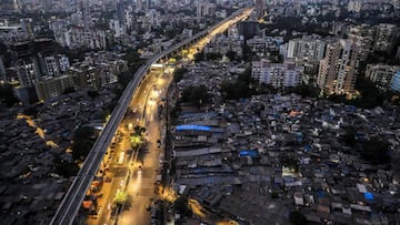 Mumbai (India), 29/05/2020.- An aerial view of a residential area near the slums in Devipada area, one of the COVID-19 hotspots in Mumbai, India, 29 May 2020. According to media reports, the Maharashtra state government extended a lockdown implemented to