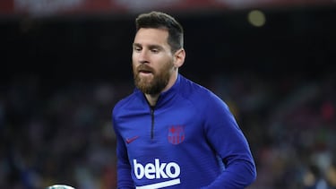 Messi during Spanish La Liga soccer match between Barcelona and Sevilla at the Camp Nou stadium in Barcelona,