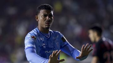 John Batista of Pachuca during the 12th round match between Pachuca and Tijuana as part of the Liga BBVA MX, Torneo Clausura 2025 at Hidalgo Stadium, on March 16, 2025 in Pachuca, Hidalgo, Mexico.