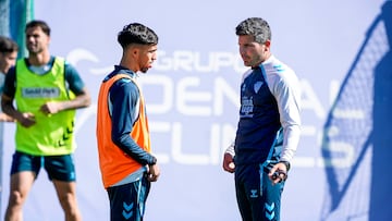 Funes y Larrubia, durante un entrenamiento.