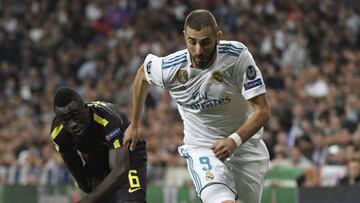 Benzema, contra el Tottenham con el Real Madrid.