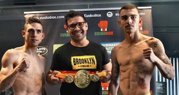 Ismael García, Sergio 'Maravilla' Martínez y Jon Fernádez en el pesaje previo al Campeonato de España del superpluma.