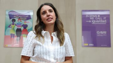 Spain's Minister of Equality Irene Montero speaks after an interview with Reuters amid controversy over kiss of Spanish FA chief Luis Rubiales to player Jennifer Hermoso during World Cup celebrations, at the ministry headquarters in Madrid, Spain, August 30, 2023. REUTERS/Violeta Santos Moura