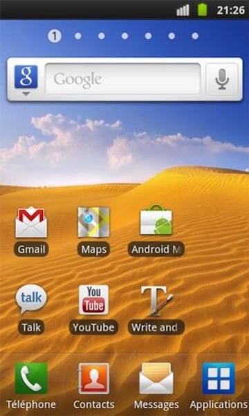 La pantalla principal de Android 2.3.7