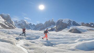 Kaytlyn Gerbin y Fernanda Maciel corriendo por el Hielo Patagónico.