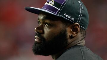 (FILES) Michael Oher #74 of the Baltimore Ravens watches from the bench against the Atlanta Falcons at Georgia Dome on September 1, 2011 in Atlanta, Georgia. Lawyers for the Tennessee couple who took in former NFL star Michael Oher as a teenager on August 16 denied accusations they had cheated him out of earnings from the Oscar-winning movie about his life.
Oher, 37, whose inspirational life story was the subject of the 2009 film, "The Blind Side", accused Leigh Anne Tuohy and her husband Sean Tuohy in a court filing on Monday of tricking him into signing away control of his financial affairs. (Photo by Kevin C. Cox / GETTY IMAGES NORTH AMERICA / AFP)