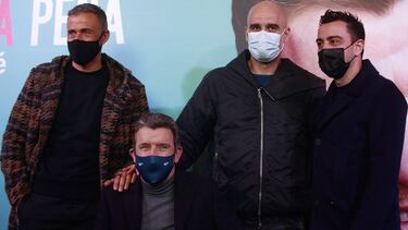 Luis Enrique, Unzue, Guardiola y Xavi, en la presentación del documental Vivir valELA pena.