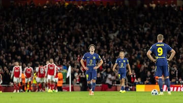 Julián se lamenta del primer gol del Arsenal el martes en Champions. De estrategia.