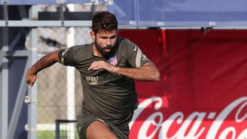 Diego Costa entrenando con el Atlético
