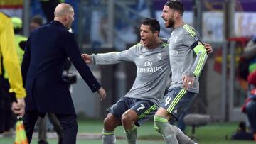 Cristiano, celebrando el gol ante el Roma.