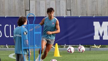 João Félix, en la sesión de entrenamiento del Atlético.