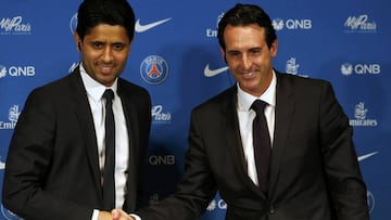 Nasser Al Khelaifi y Unai Emery.